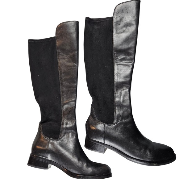 Cole Haan Air Whitley‎ Black Leather & Suede Tall Boots, size 8.5 B